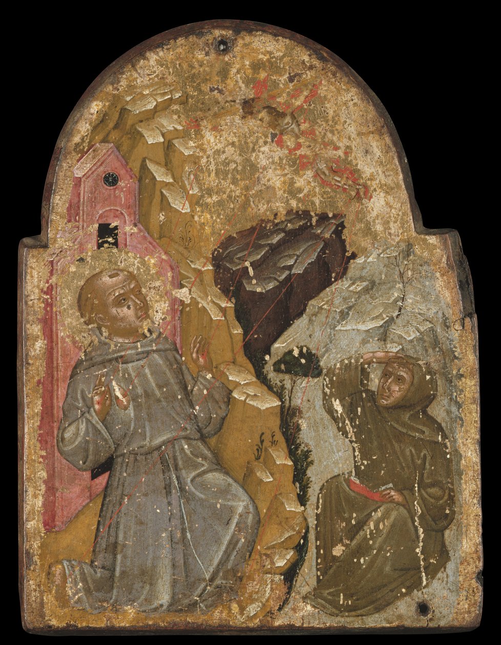 Ikon af Sankt Frans, der modtager Stigmata (ægtempera på panel) af Greek School