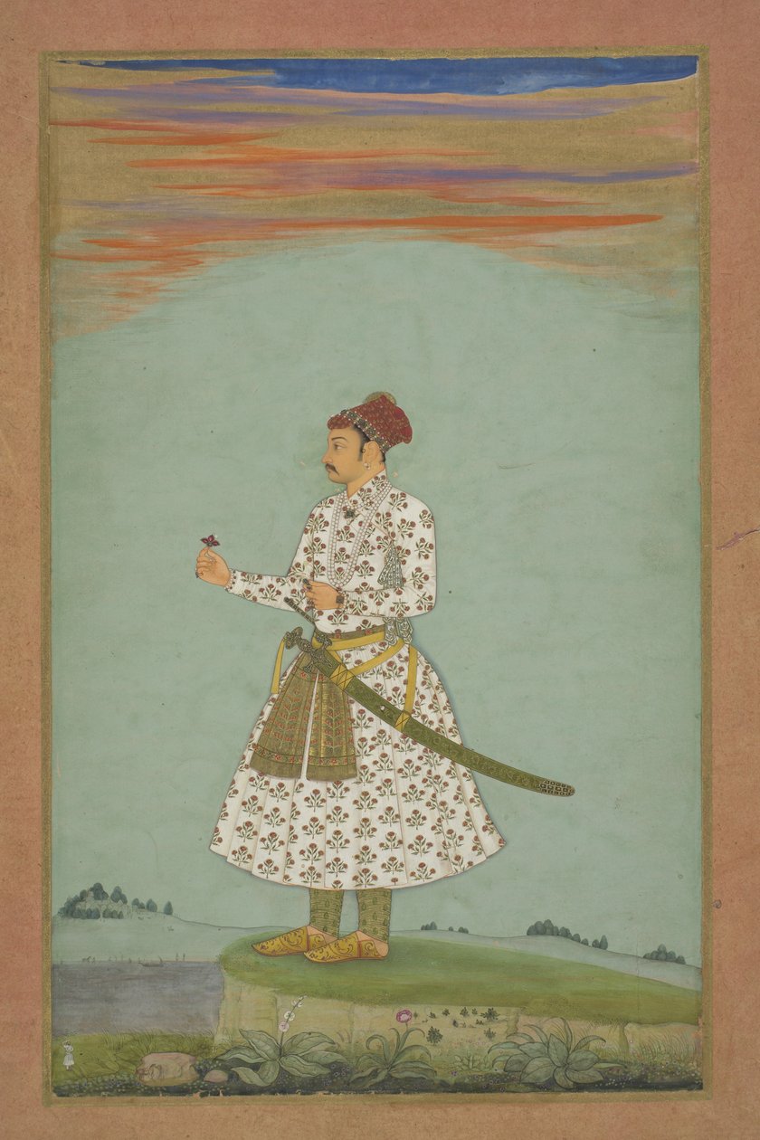 Maharaja Rama Singh (I) af Amber, ca. 1660 (gouache og guld på papir monteret på albumblad) af Indian School