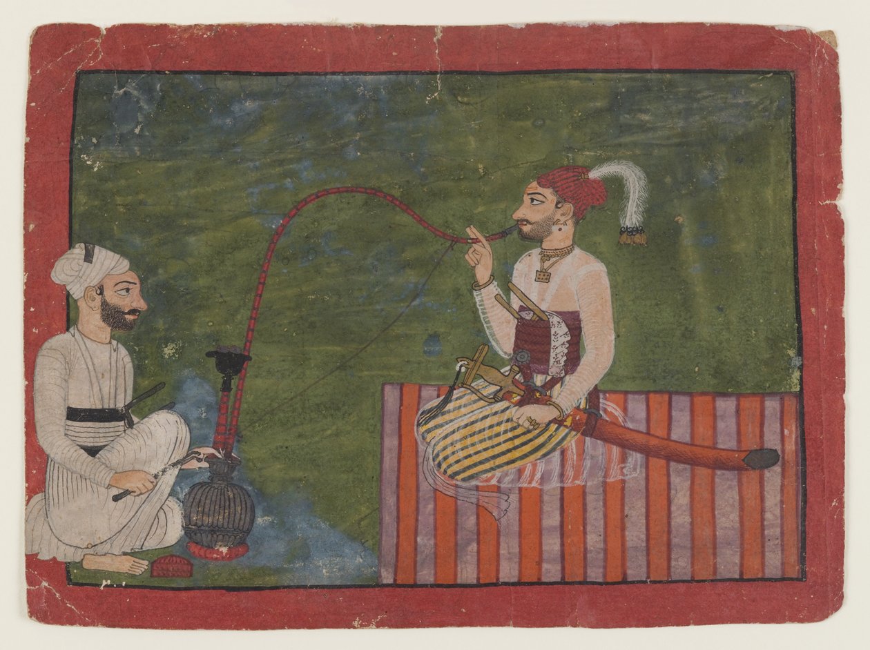 Portræt af en prins, ca. 1700-1710 (ugennemsigtigt wc på papir) af Indian School