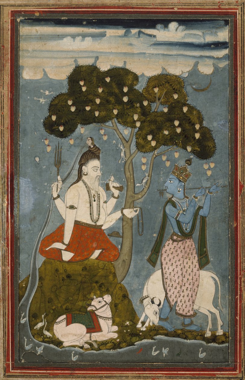 Shiva og Krishna, midten af 1700-tallet (tempera på lagt papir) af Indian School