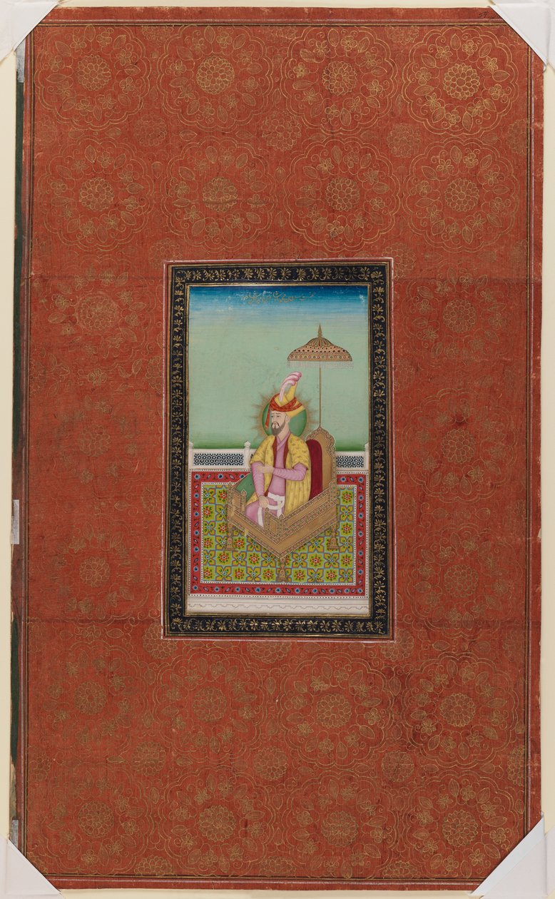 Sultan Muhammad, søn af Miran Shah, 1875-1900 (ugennemsigtigt wc & guld på papir) af Indian School