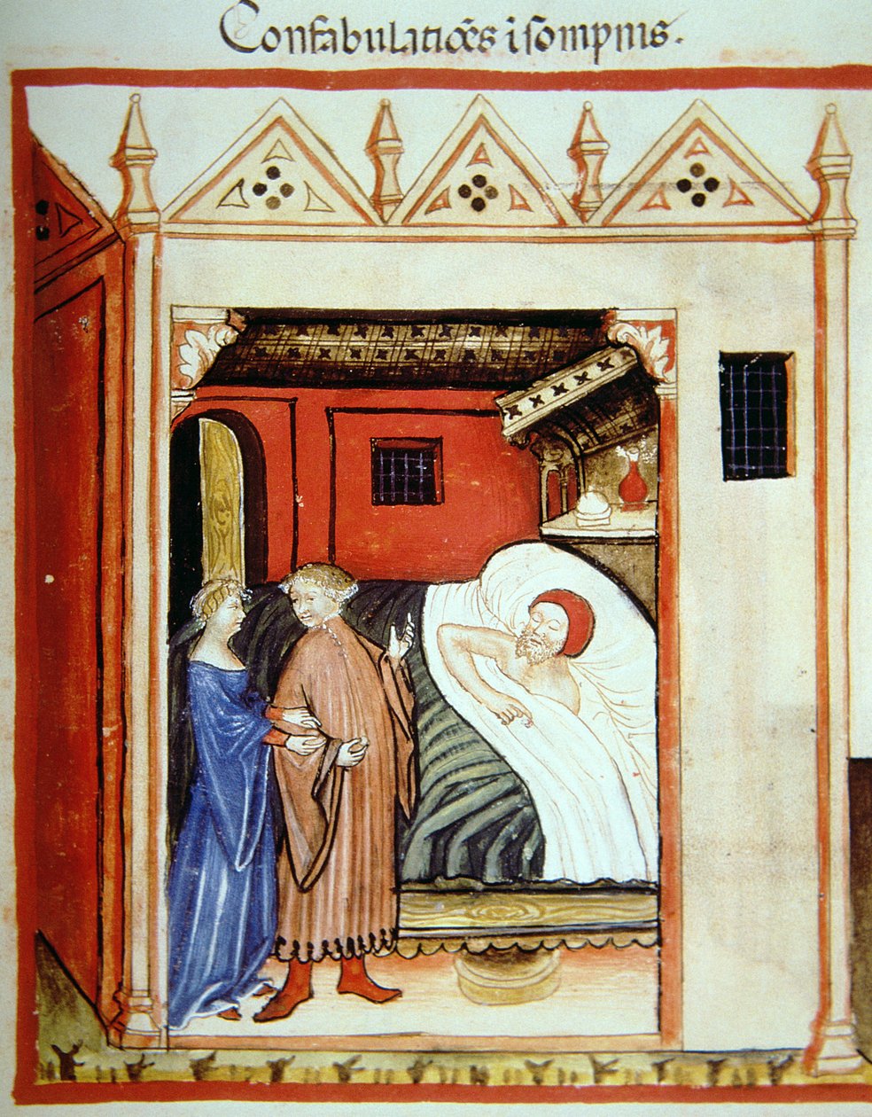 Fol.101v Sleeptalking, illustration fra Tacuinum Santiatis Codex Vindobonensis af Italian School