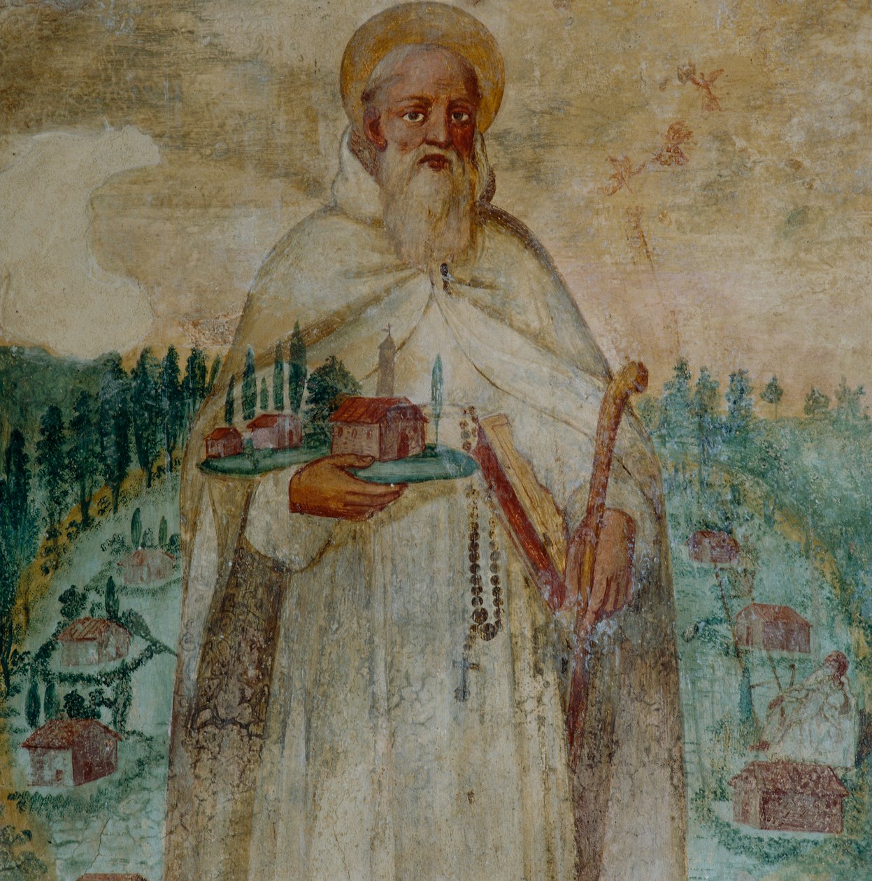 St. Romuald, grundlægger af karteuserklosteret i Camaldoli, detaljer af Italian School