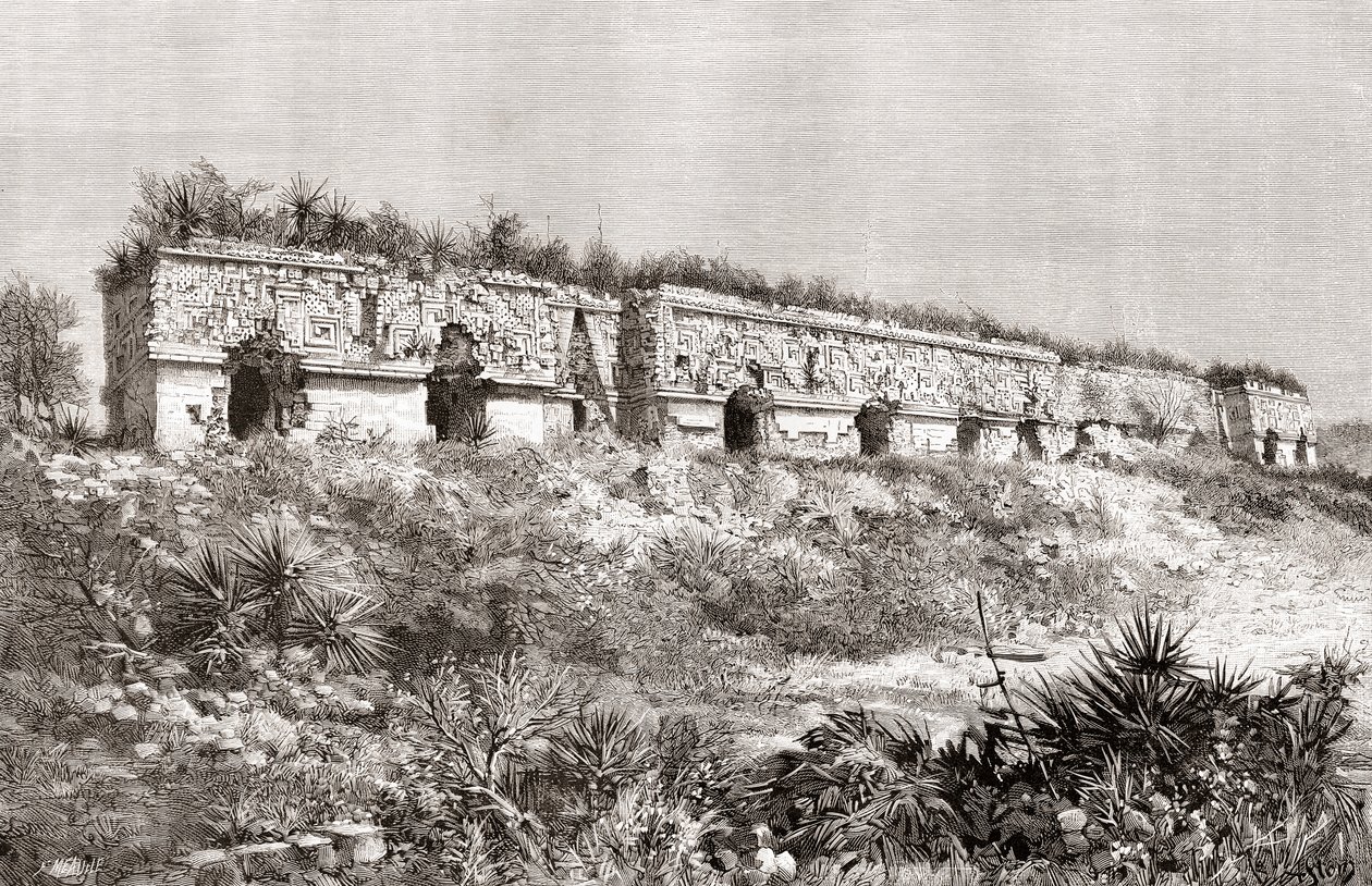 The Governors Palace, Uxmal, Mexico af Spanish School