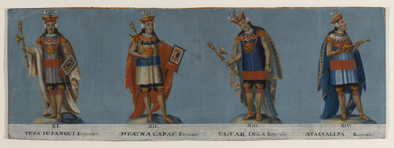 Fire inkakonger: Tupac Yupanqui, Huayna Capac, Huascar Inca, Atahuallpa, begyndelsen af det 19. århundrede af Unknown