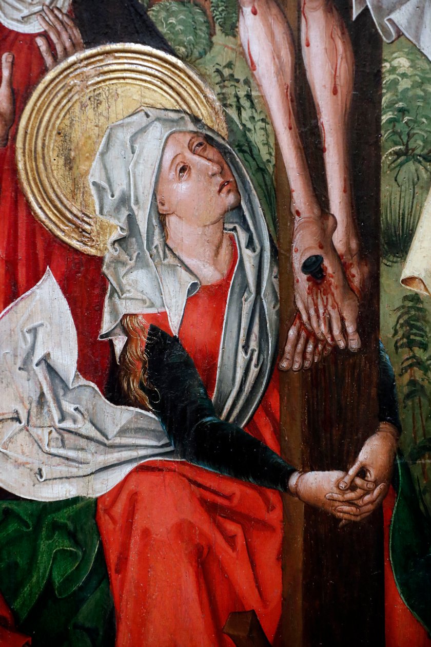 Korsfæstelsen, detalje (olie på træpanel) af Unknown