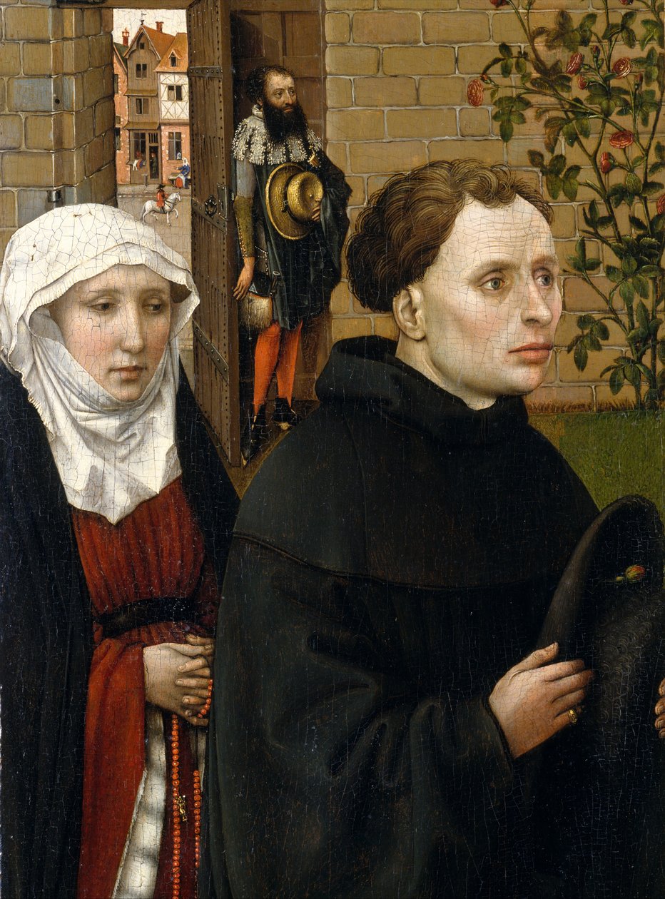 Bebudelse Triptykon (Merode altertavle), ca. 1427-32 (olie på eg) af 13758 1444 Master of Flemalle