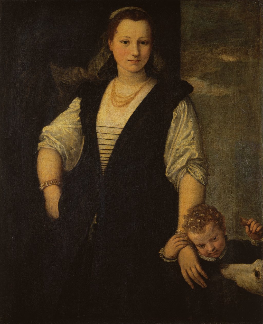 Portræt af en kvinde med et barn og en hund (for detaljer se 95740) af Paolo Veronese
