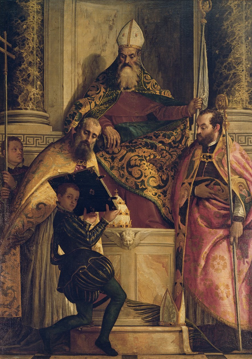 St. Anthony Abbed med St. Cornelius, St. Cyprian og en Page af Paolo Veronese