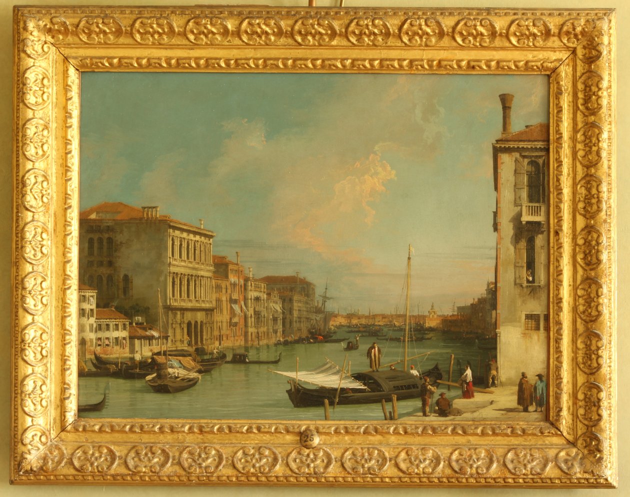 Udsigt over Canal Grande, Venedig, fra Campos. Bio (olie på kobber) af Giovanni Antonio Canal