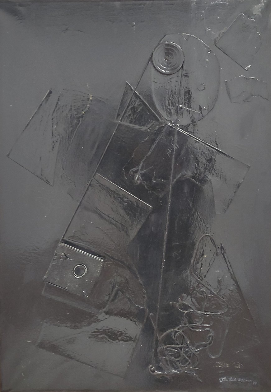 G. C. Riccardi, Combustione n. 2, 1977, blandede medier på lærred, 60x80, Arpino, Umberto Mastroianni Foundation, Italien. af Gian Carlo Riccardi