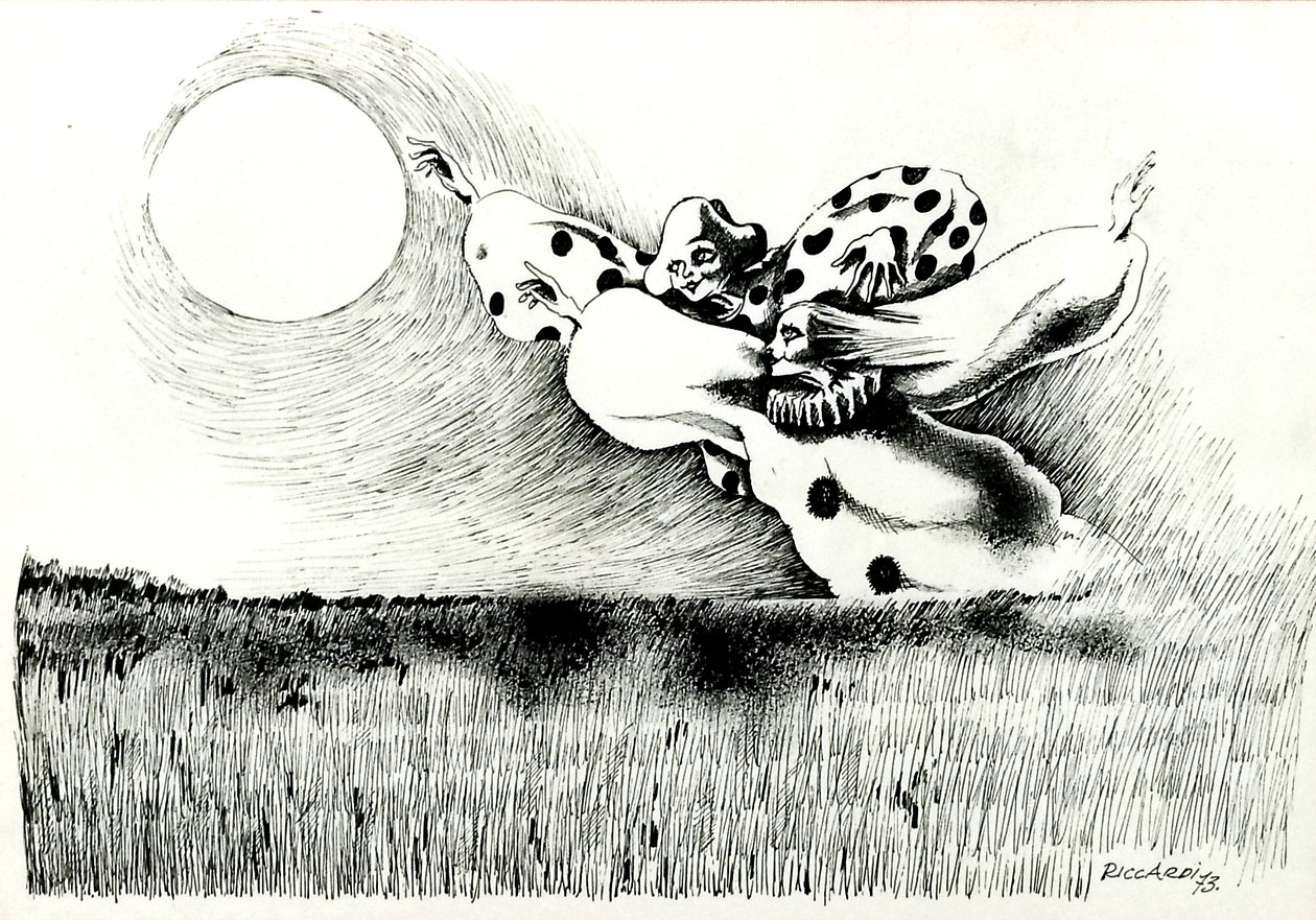 G. C. Riccardi, Uden titel, 1973, Tinte på papir, 50x70, Italien. af Gian Carlo Riccardi