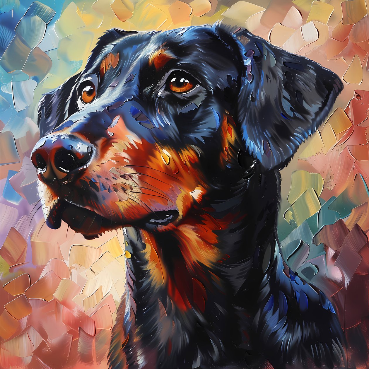 Abstrakt maleri af Rhodesian Ridgeback-hund, dyreudsmykning, kunsttryk til væggen af F. Abderrahim