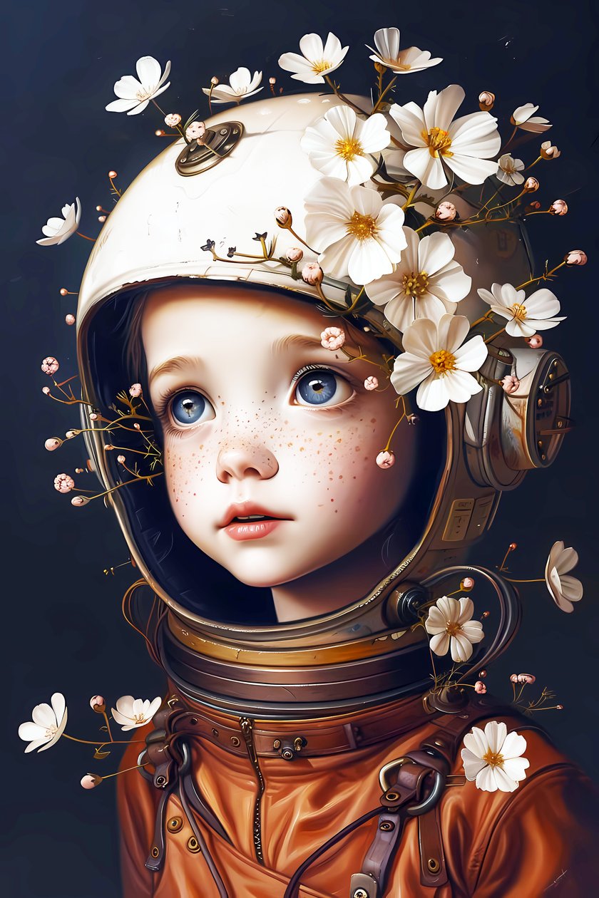 børneastronaut på planeten Blomster, brugerdefinerede billedstørrelser af F. Abderrahim