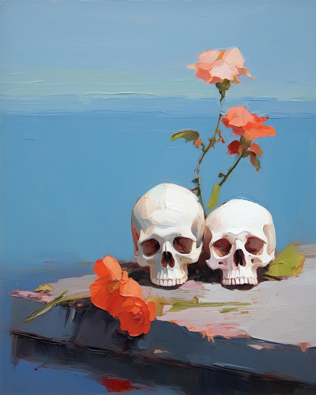 Minimalistisk abstrakt oliemaleri Honoring the skulls of ancestors | vægbilleder af F. Abderrahim