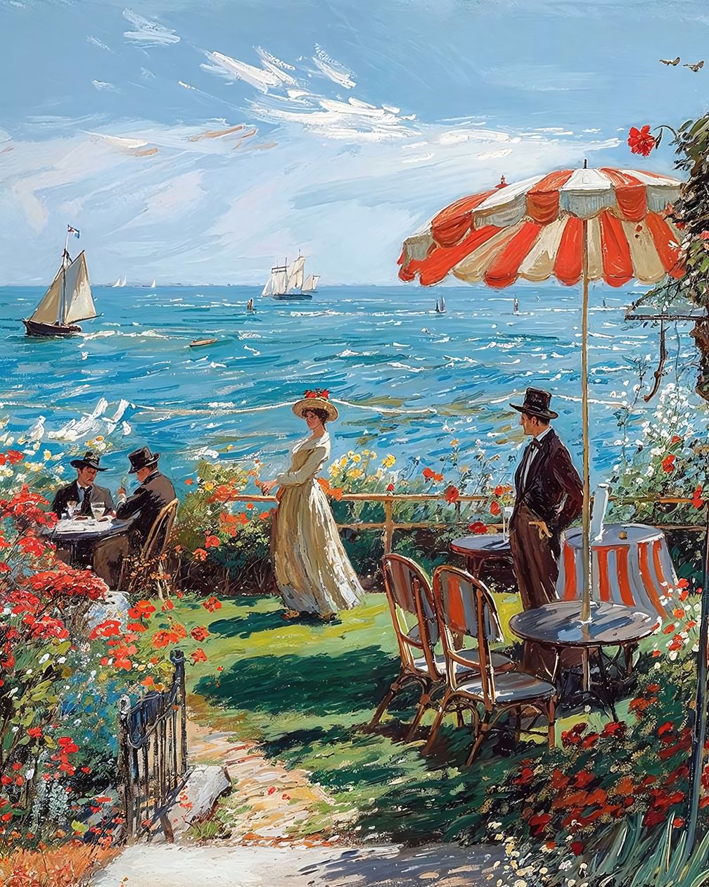 Café med havudsigt, tegning fra 1920