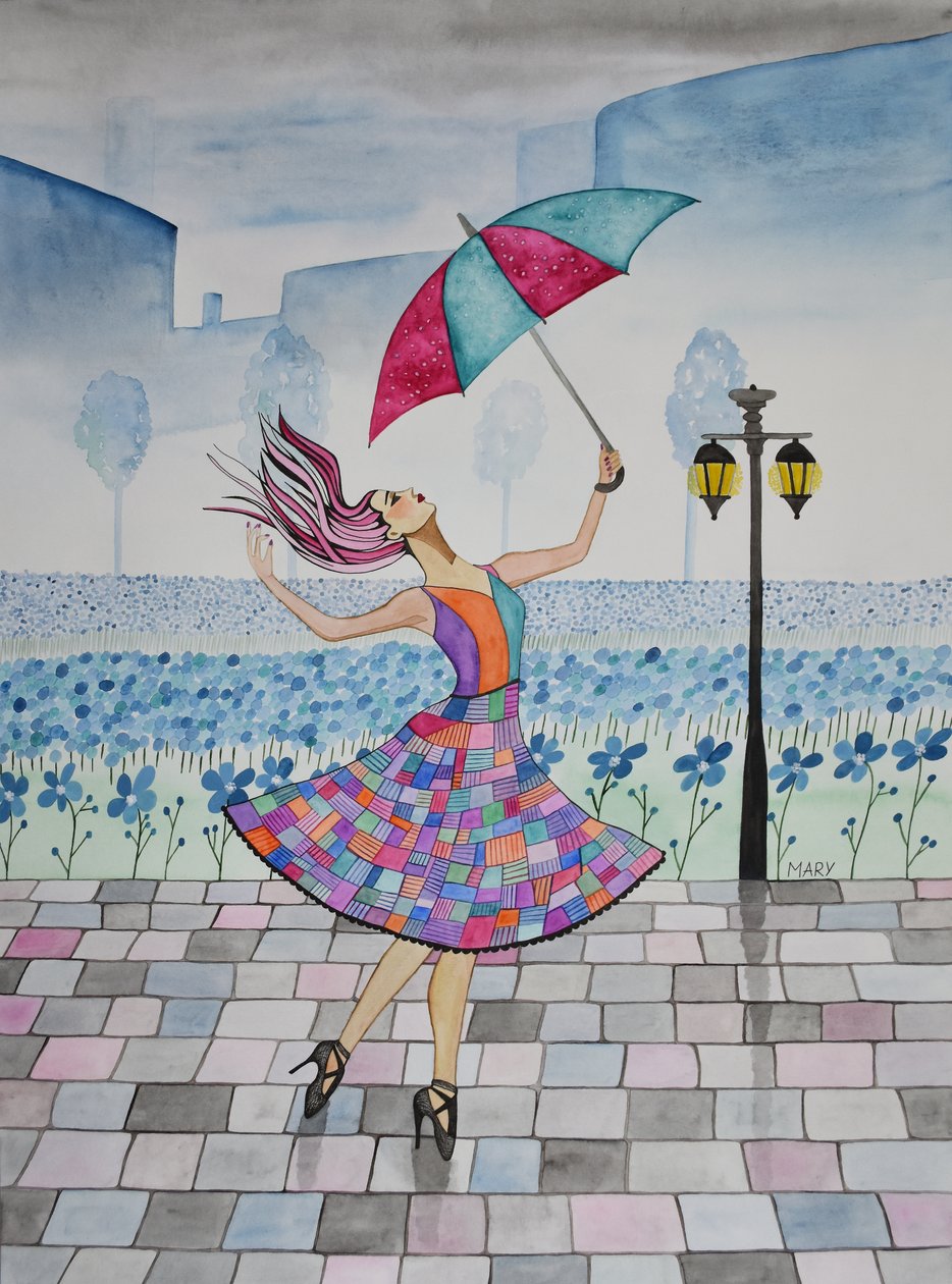 Hun danser i regnen af Marys Watercolors