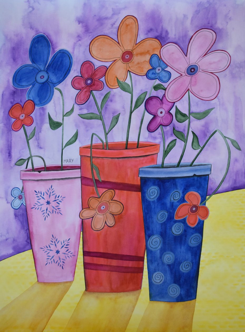 Blomsterpotter af Marys Watercolors