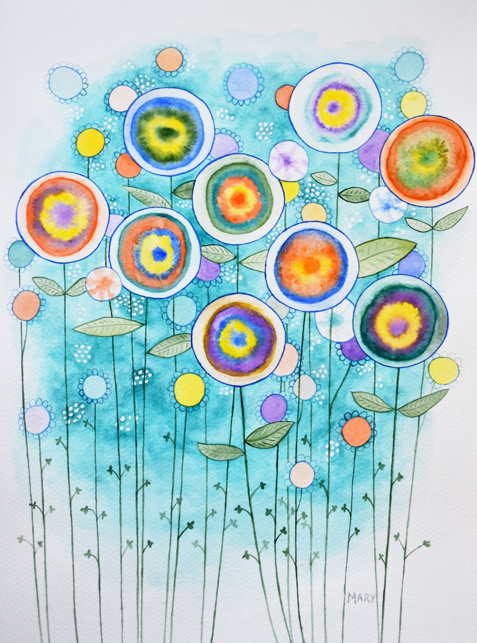 Abstrakte blomster af Marys Watercolors