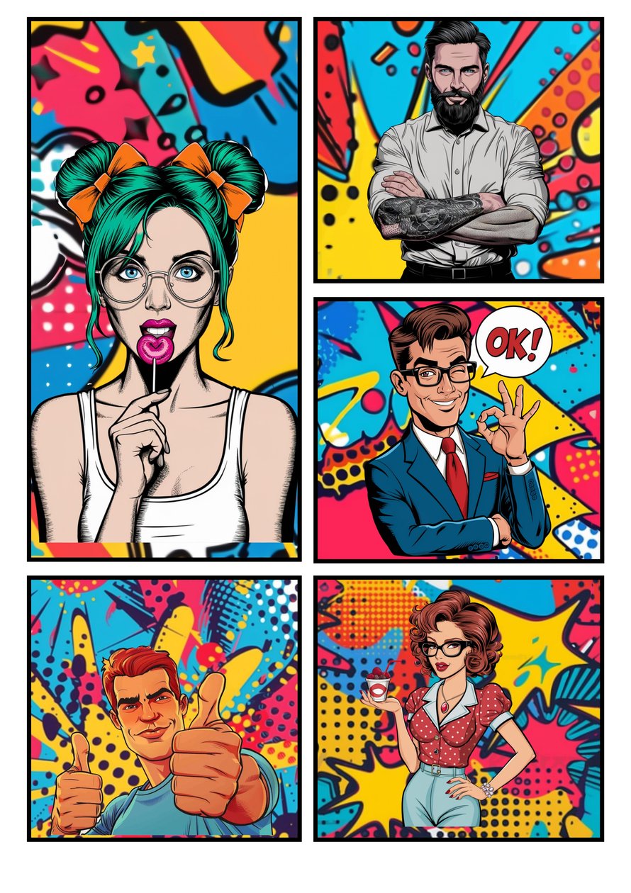 Popart-tegneserie "OK" af Mario Witt