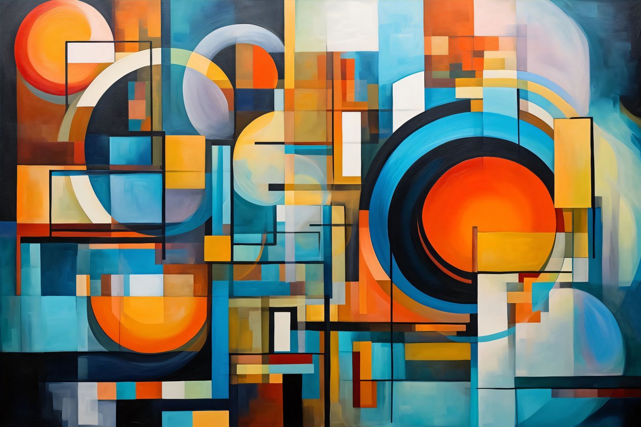 Et spiraldesign, abstrakt komposition, harmoni og balance, store lærredstryk af F. Abderrahim