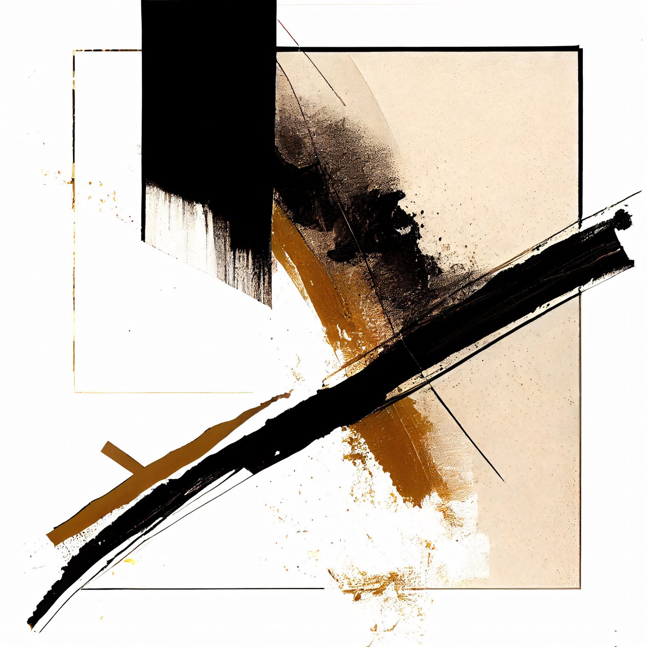 Black  Beige Diagonal Strokes Wall Art, lærredstryk på bestilling af F. Abderrahim
