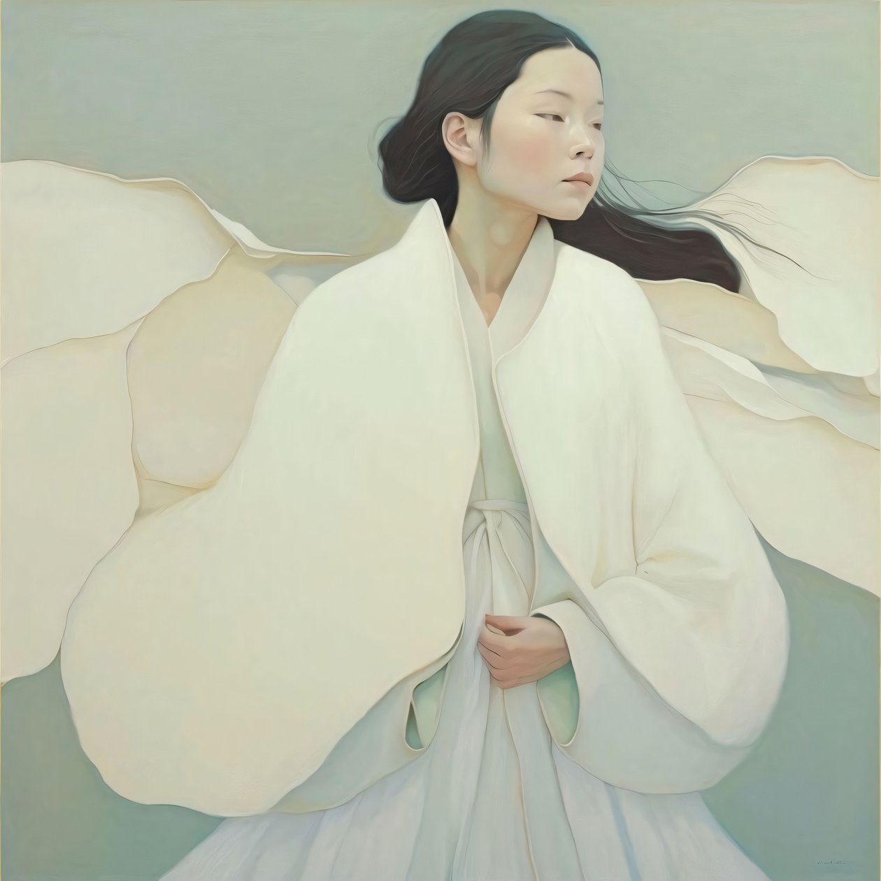 Japansk kvinde iført traditionel kimono, Custom Canvas Prints af F. Abderrahim