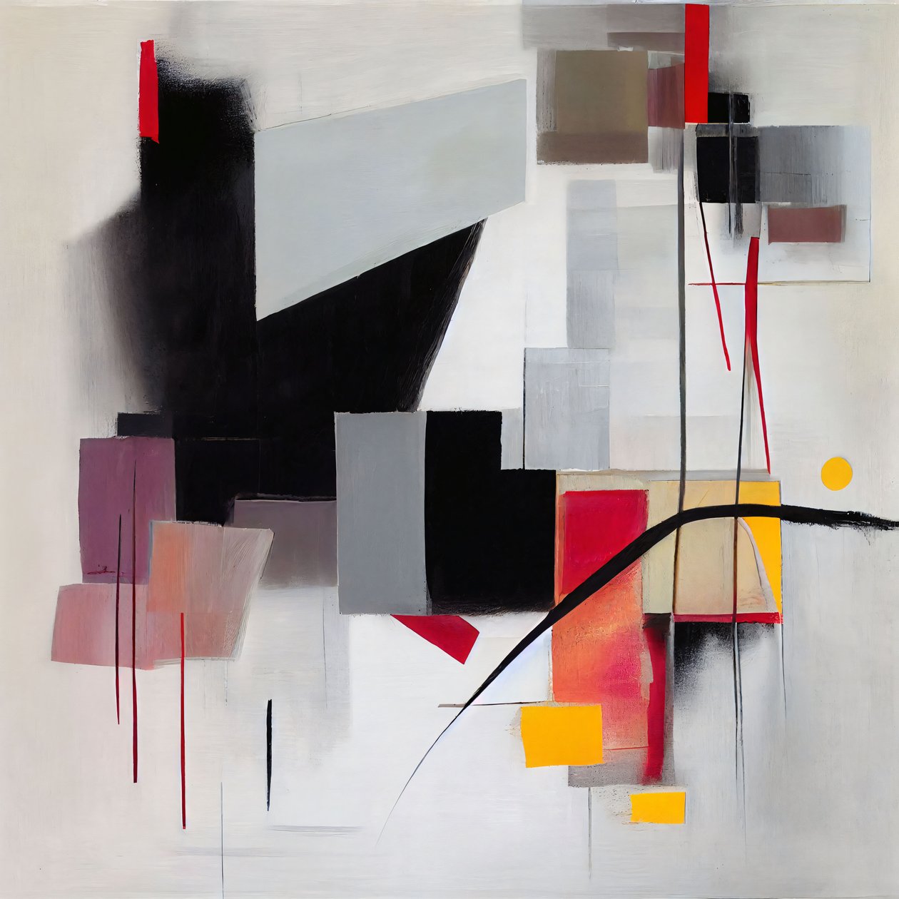 Moderne elegance i abstrakt form, lærredsvægkunst Moderne abstrakt boligindretning af F. Abderrahim