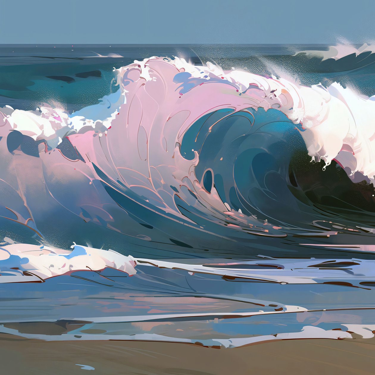 Ocean Beach Beautiful Waves and Water, vægdekoration til soveværelset af F. Abderrahim