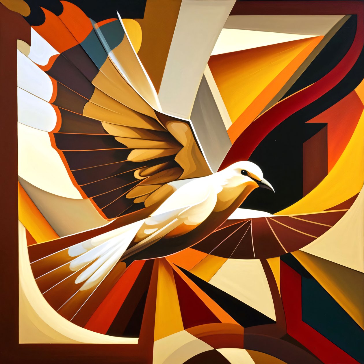 Peace Doves maleri i kubistisk stil, brugerdefinerede lærredstryk online af F. Abderrahim