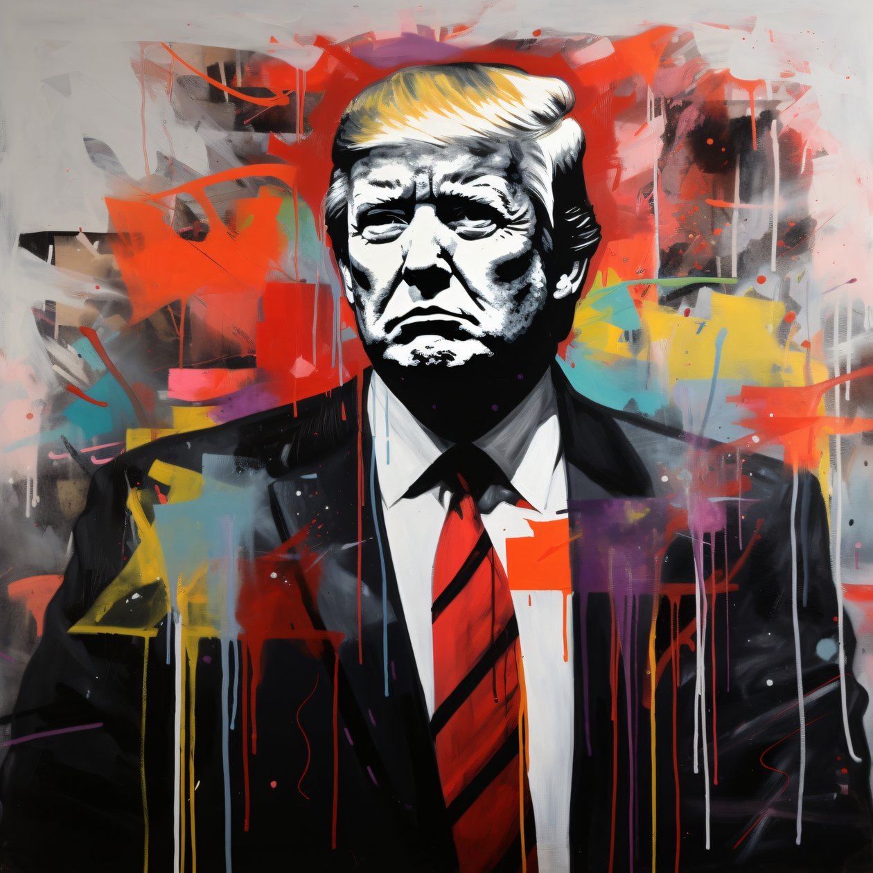 Donald trump graffiti  street art tegning, online, plakat print kvalitet af F. Abderrahim