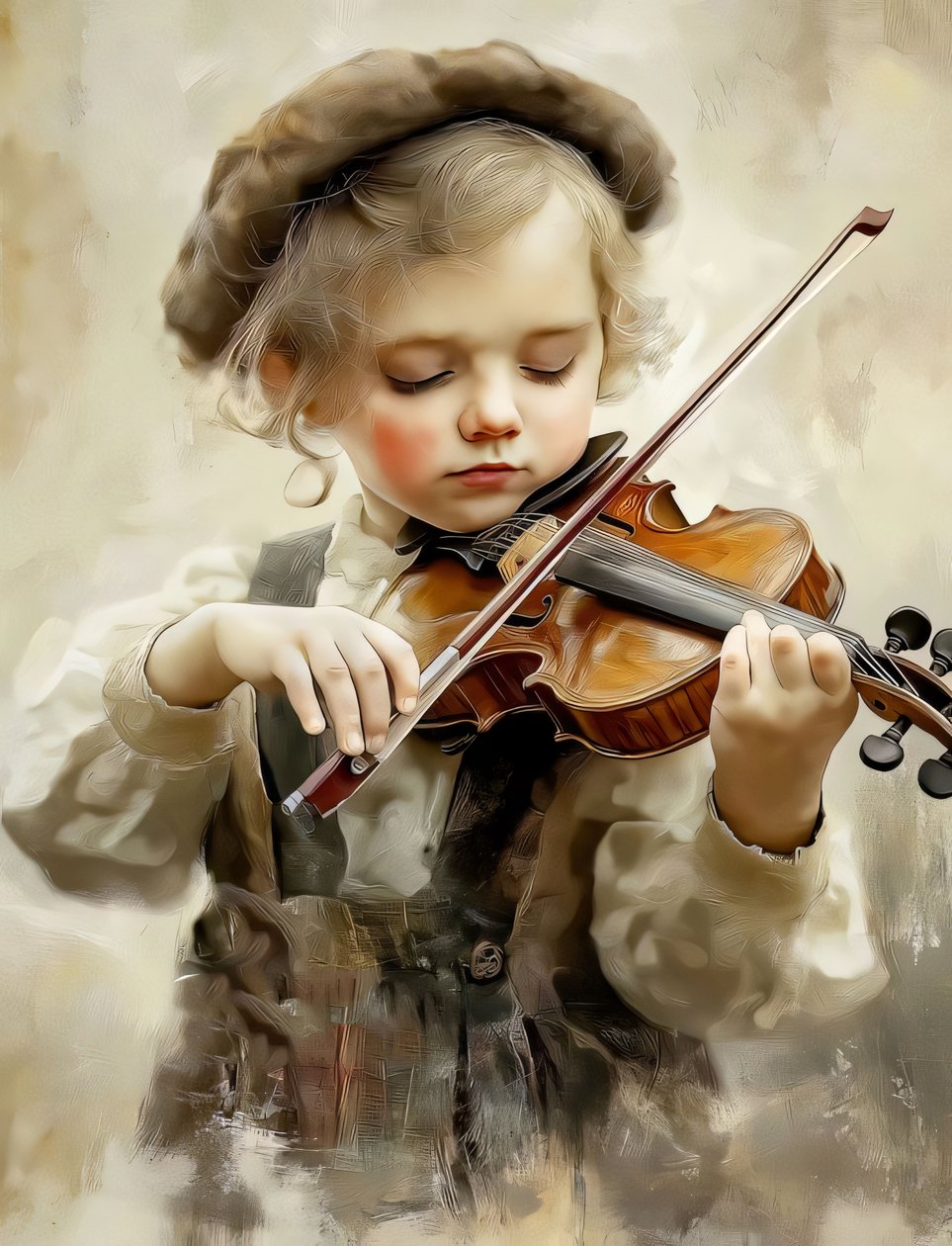 pige, der spiller violin, plakatprint kvalitet, vægkunst af F. Abderrahim