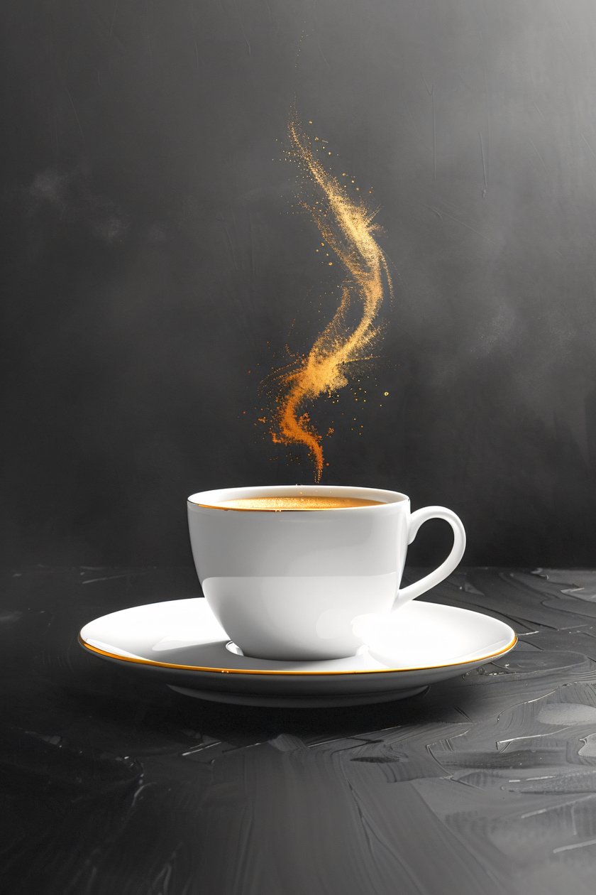 En lille kop kaffe i enkle streger, vægdekoration | print on demand af F. Abderrahim