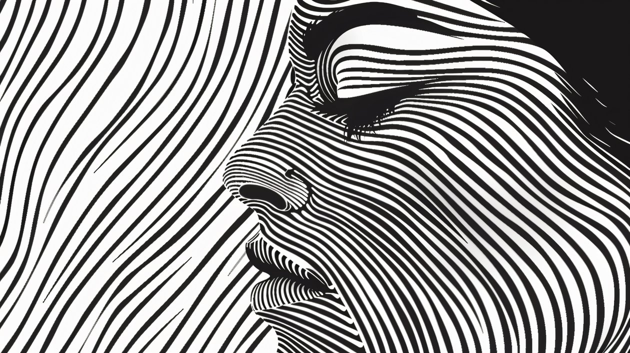 Minimalistisk Single Line Style, kvindeansigt, vægdekoration | print on demand af F. Abderrahim