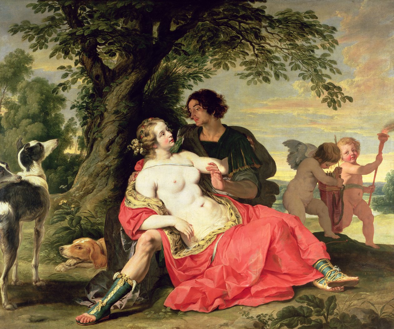 Venus og Adonis, ca. 1620 af A. and Wildens, J. Janssens