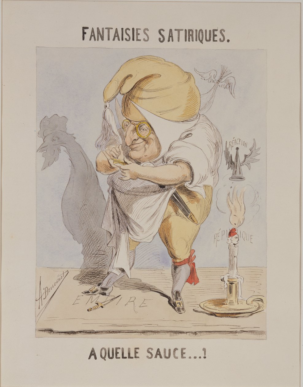 Satiriske fantasier, karikatur af Adolphe Thiers (1797-1877) af A. Belloguet