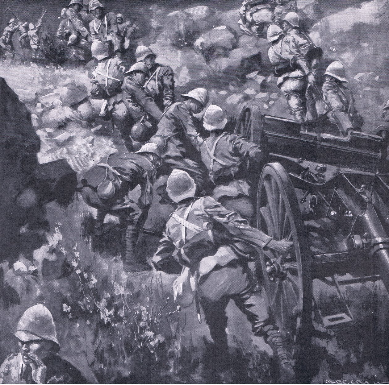 De Lisles march til Elands Vlet, fra After Pretoria: The Guerilla War udgivet af Harmsworth Bros Limited, 1901 af A. C. Ball