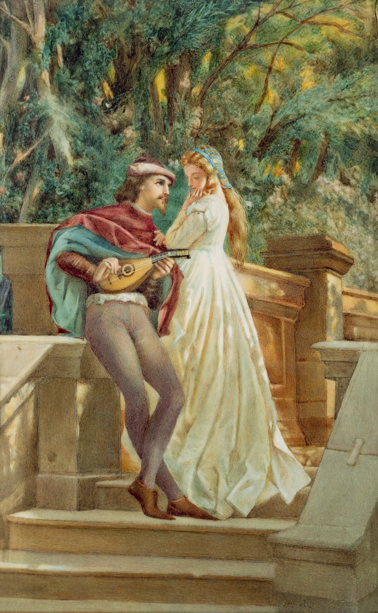 The Serenade, 1901 (wc on ivorine) af A. Corsi Lalli