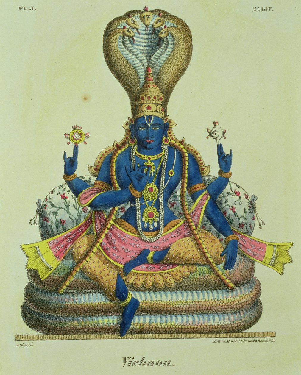 Vishnu, engraved by de Marlet af A. Geringer