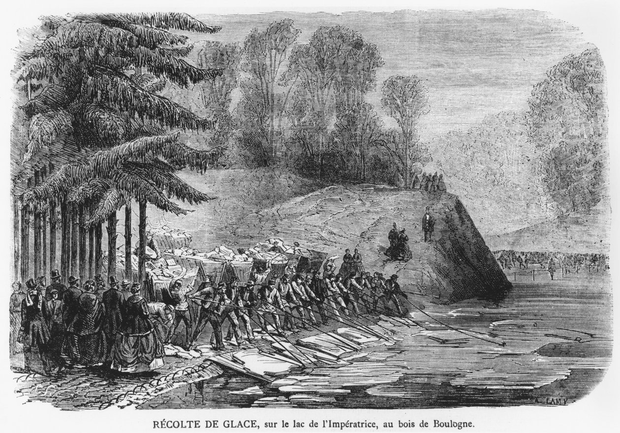 Ishøst på kejserindesøen i Bois de Boulogne i Paris, illustration fra 