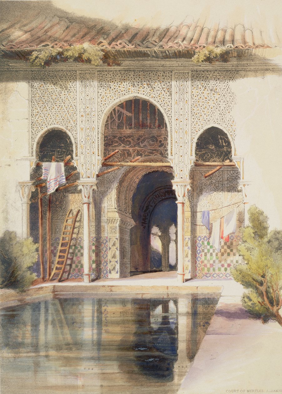 The Court of Myrtles, Alhambra, midten af det 19. århundrede af A. Margaretta Burr