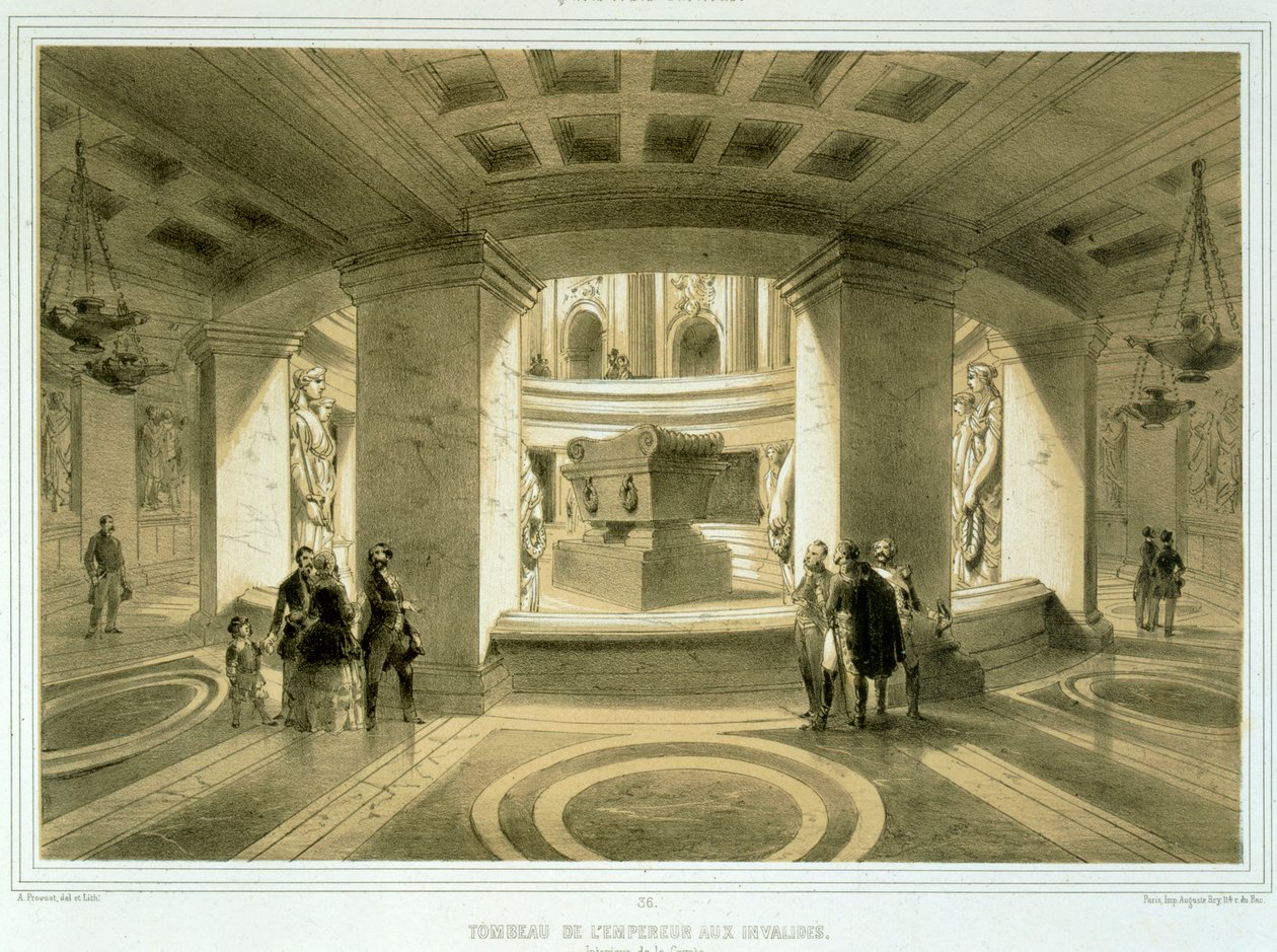 Napoleons grav (1769-1821) i Invalides, fra Paris et ses Environs, udgivet ca. 1850