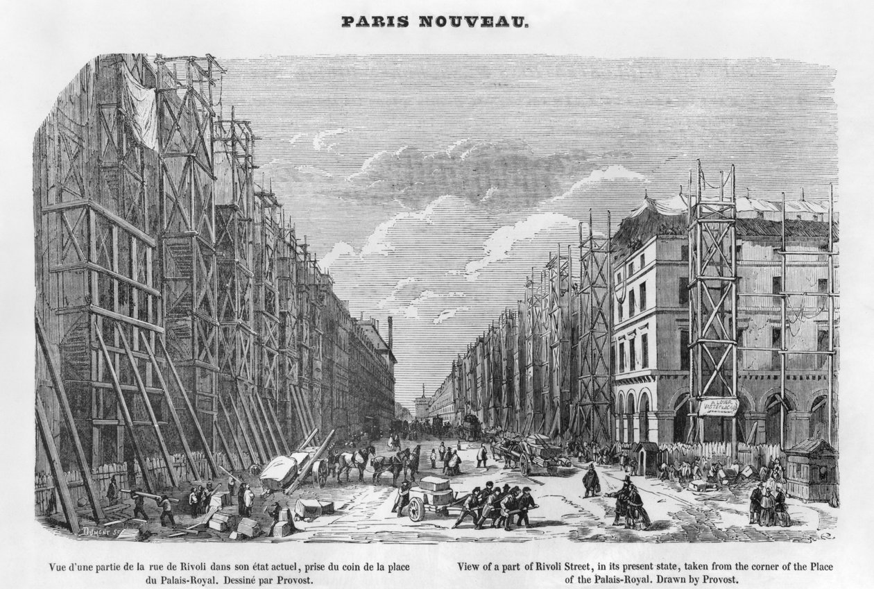 New Paris, udsigt over en del af Rivoli-gaden, i sin nuværende tilstand, taget fra hjørnet af Place of the Palais-Royal, 1877 af A Provost