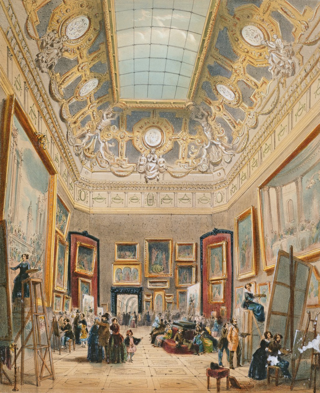 Studiedag på Louvre, ca. 1840-49 af A Provost