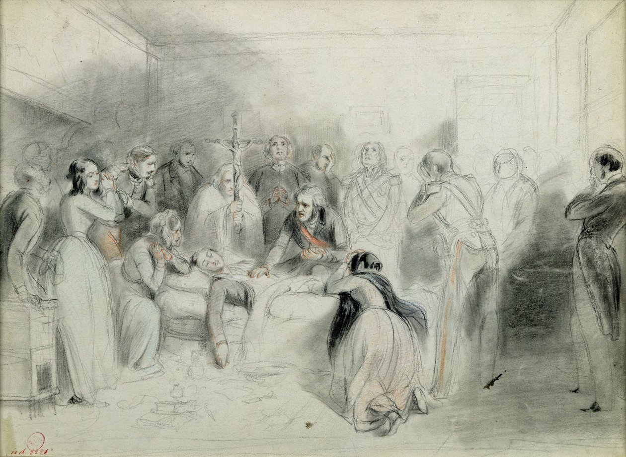 De sidste øjeblikke af hertugen af Orleans efter ulykken i Neuilly, 13. juli 1842 af A Provost