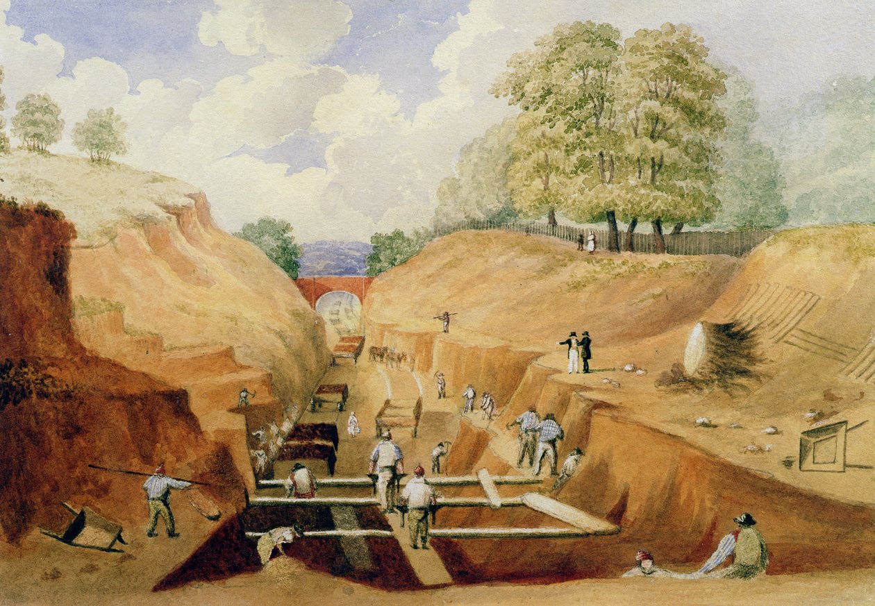 Bygning af Brighton Railway, 1840 af A. Simpson