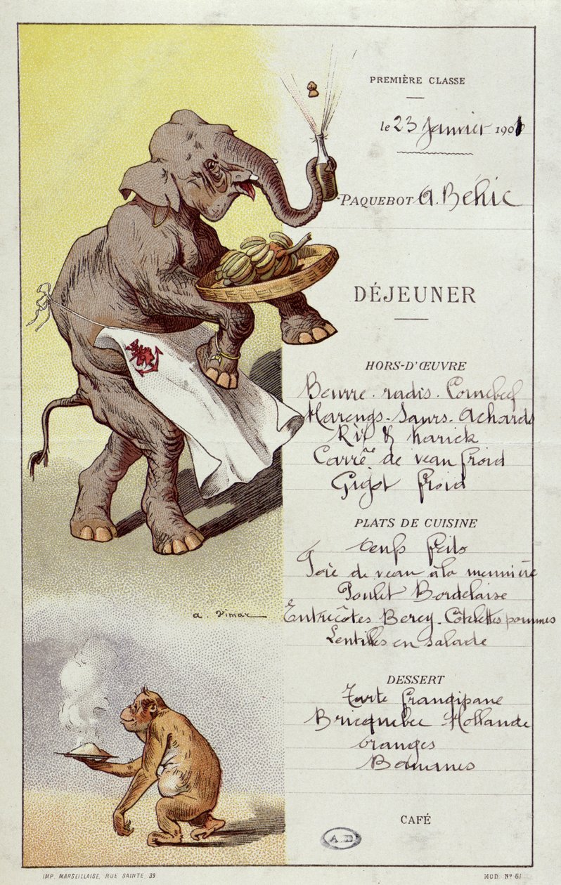 Førsteklasses menu fra linjeskibet 