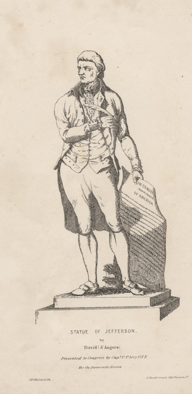 Statue af Jefferson, litho af David Michelin, 1840 af A. de Vaudricourt