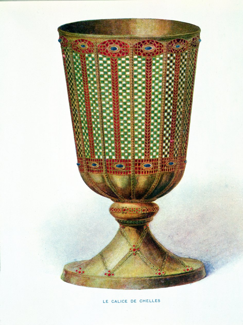 The Chalice of Chelles, illustration fra Dictionnaire darcheologie chretienne et de liturgie af Henri Leclerq og Fernand Cabrol, begyndelsen af ​​det 20. århundrede af A. du Saussay