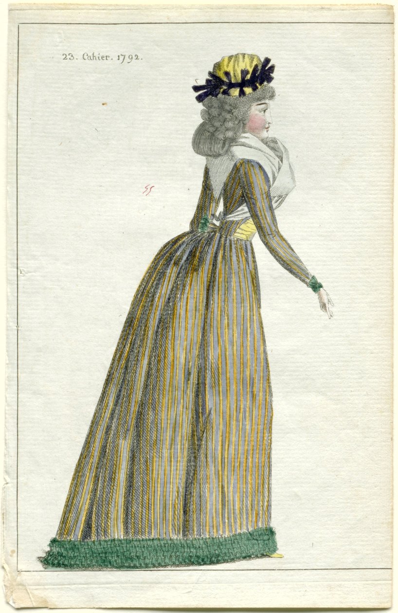 mode nyheder Tidsskrift for mode og smag, 10. oktober 1792, 23. notesbog, pl. 1 af A.B. Duhamel (possibly)